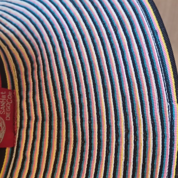 San Diego Hat Company Stylish Multi-Colored Striped Wide Brim Sun Hat - Picture 4 of 5